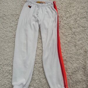 Aviator Nation white neon striped sweatpants size XS